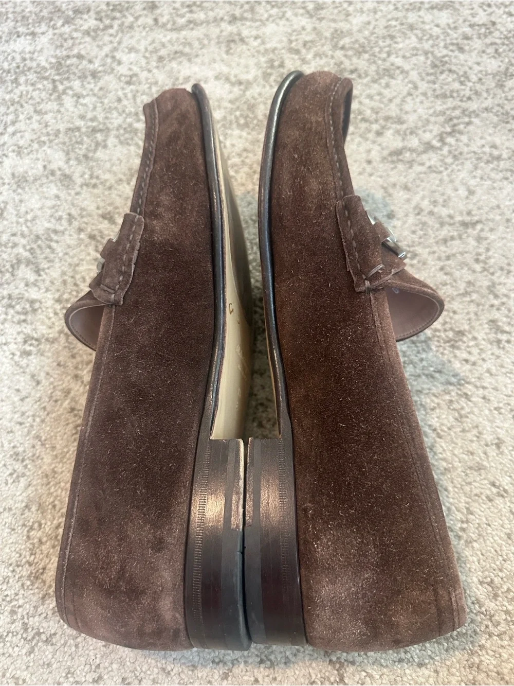 SALVATORE FERRAGAMO Mens Brown Suede Gancini Loafers 11.5